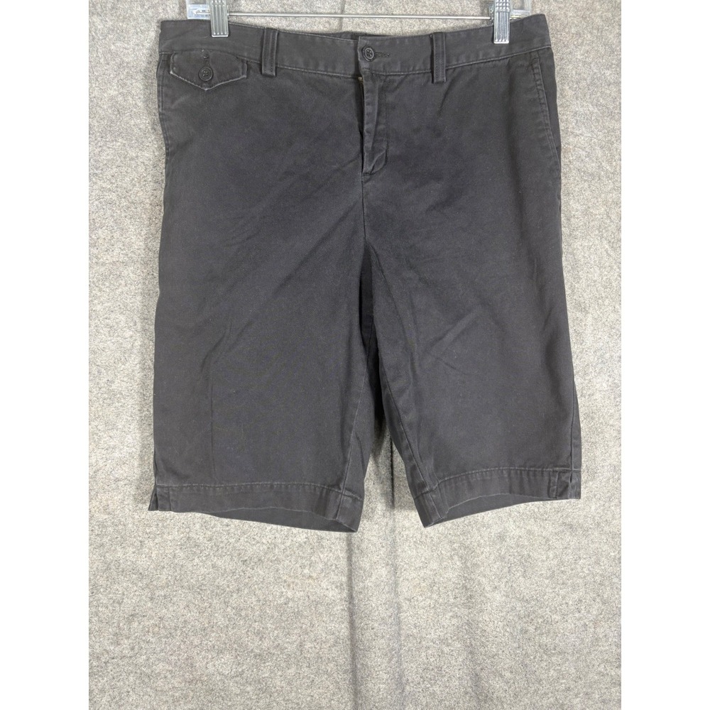 Eddie Bauer Mercer‎ Fit Black Chino Shorts Womens 6 Cotton Twill Mid Rise 0296